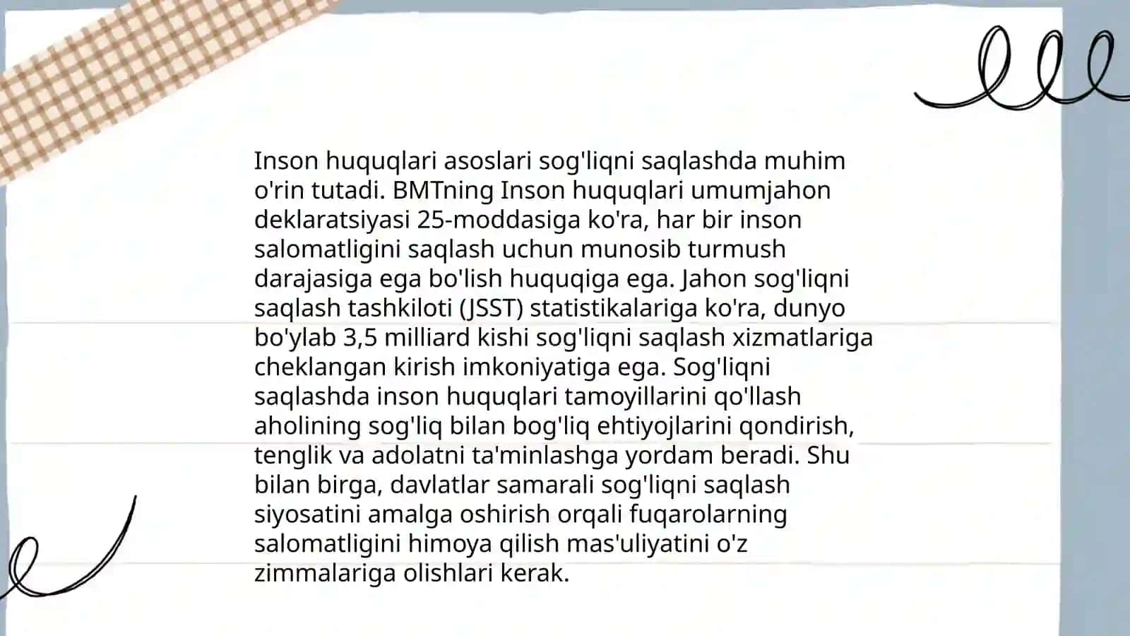 Inson huquqlari asoslari sog'liqni saqlashda 3