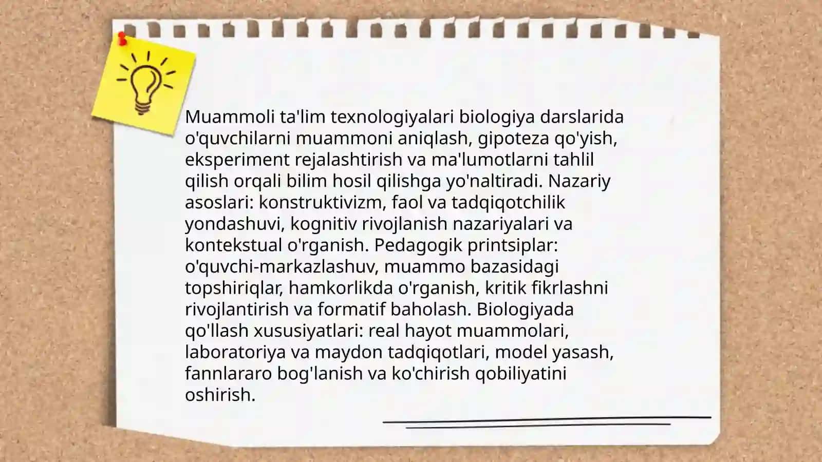 Biologiya darslarida muammoli ta'lim texnologiyalaridan foydalanishning o'ziga xos tomonlari 3