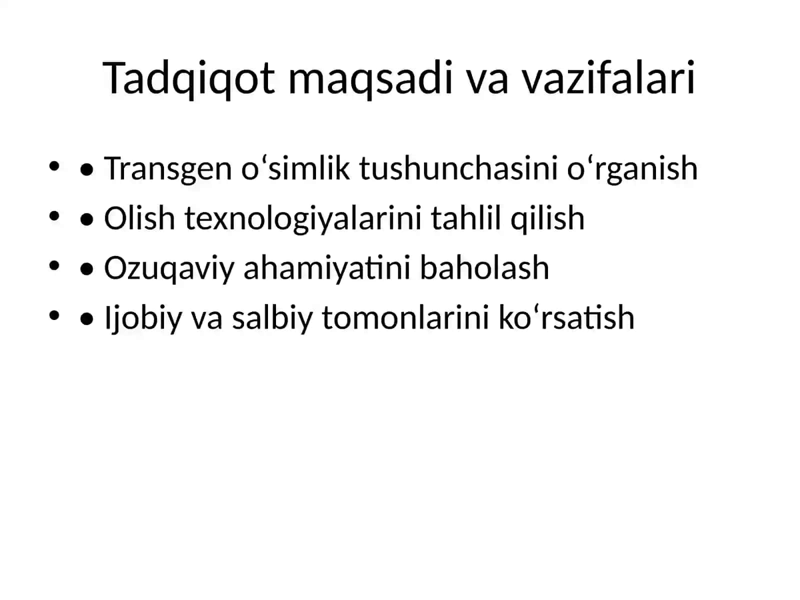Transgen o‘simliklar va ularning ozuqaviy ahamiyati 3
