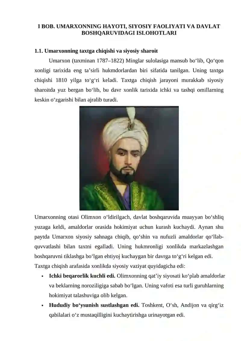 Umarxon davrida Qo 'qon xonligi 3