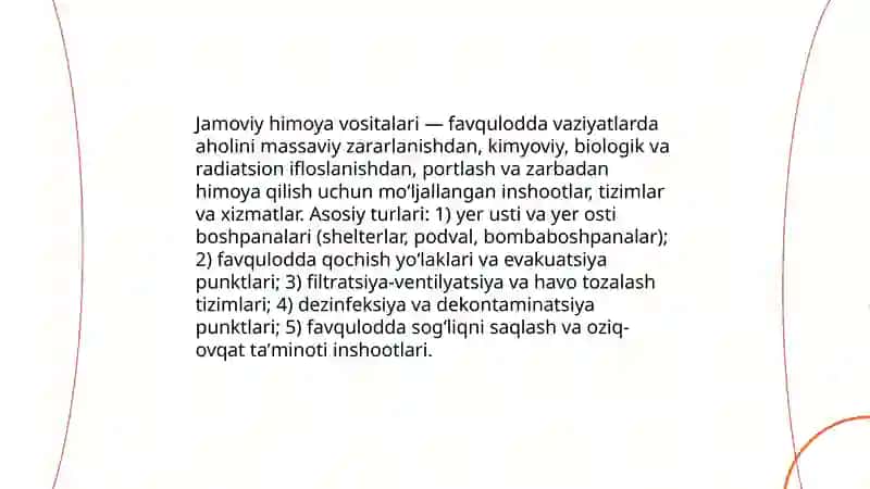 Favqulodda vaziyatlarda aholini himoya qilish jamoviy himoya vositalari 3