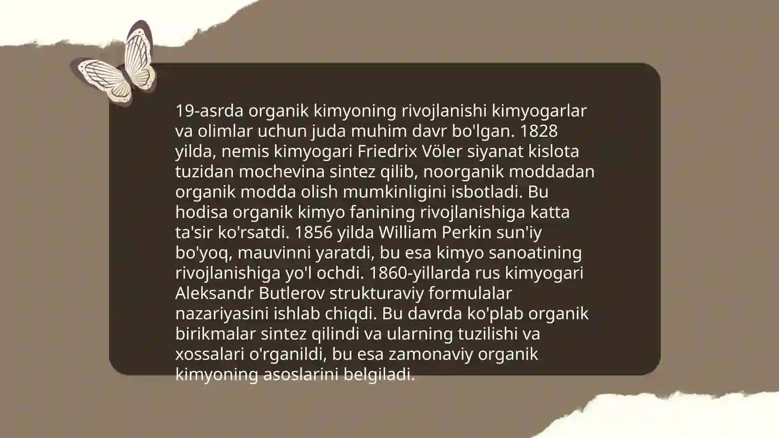 Organik kimyoning rivojlanishi 3
