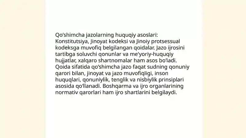 Qoʼshimcha jazolarni ijro etish tartibi va shartlari 3