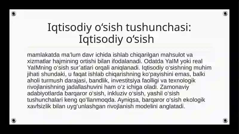 ZAMONAVIY IQTISODIY O’SISH MODELLARI, IQTISODIYOT INDEKSI KO’RSATKICHLARI TIZIMI 3