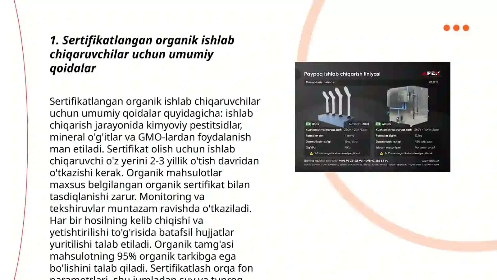 Sertifikatlangan organik ishlab chiqaruvchilar uchun qoidalar mahsulotlar 3