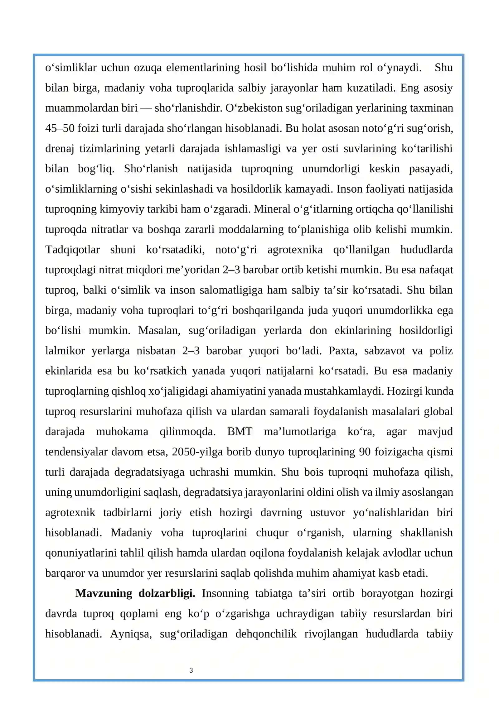 INSON FAOLIYATI NATIJASIDA MA’DANIY VOHA TUPROQLARINING HOSIL BO’LISHI 3