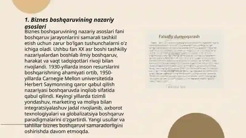 Biznes boshqaruvining nazariy asoslari 3
