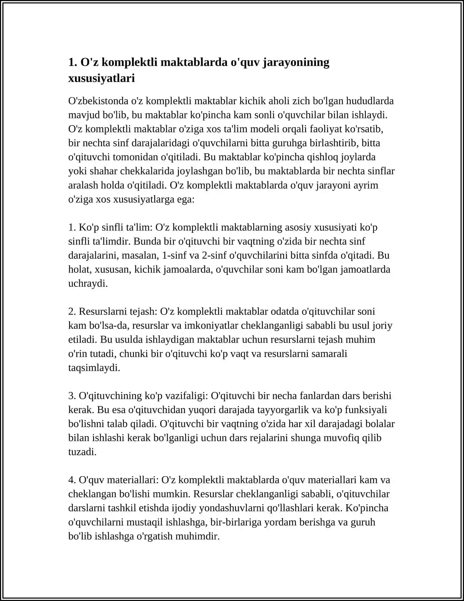OZ KOMPLEKTLI MAKTABLARDA O'QITISH XUSUSIYATLARI 3