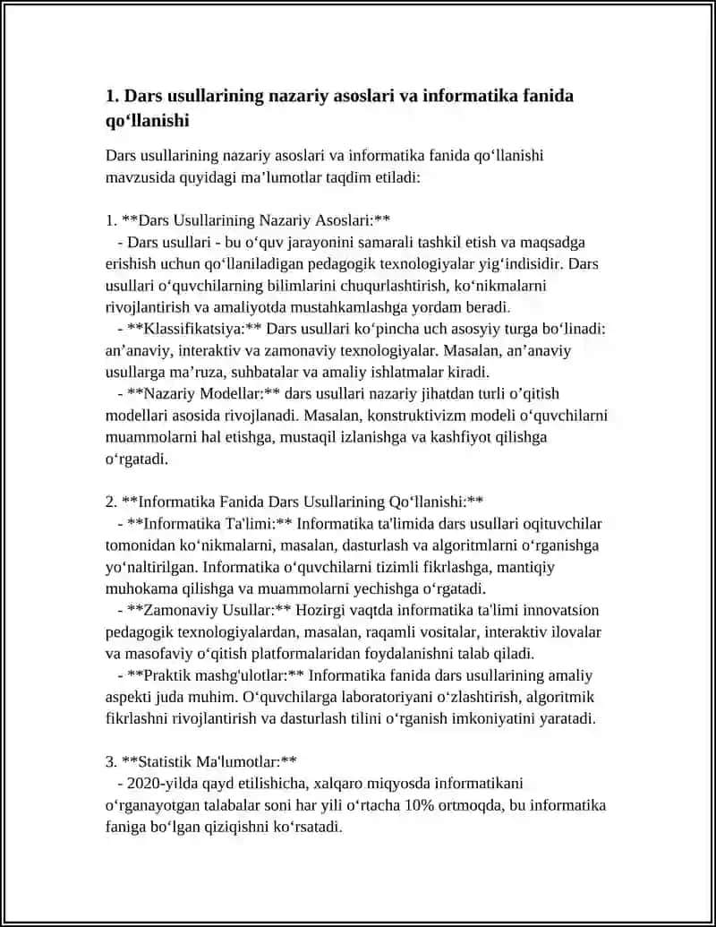 INFORMATIKA FANIDA DARS USLUBLARI VA ULARNI QOʻLLASH SHART-SHAROITLARI 3