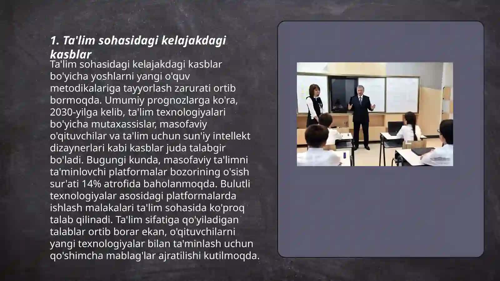 Ta'lim sohasidagi kasblar rivojlanishining prognozlari 3