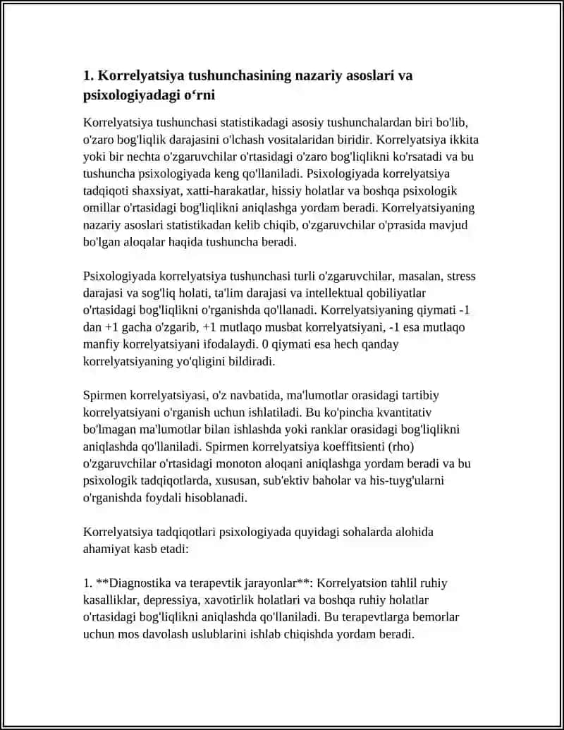 KORRELYATSIYA TUSHUNCHASI VA UNING PSIXOLOGIK TADQIQOTLARDA O‘RNI.SPIRMEN KORRELYATSIYASI 3