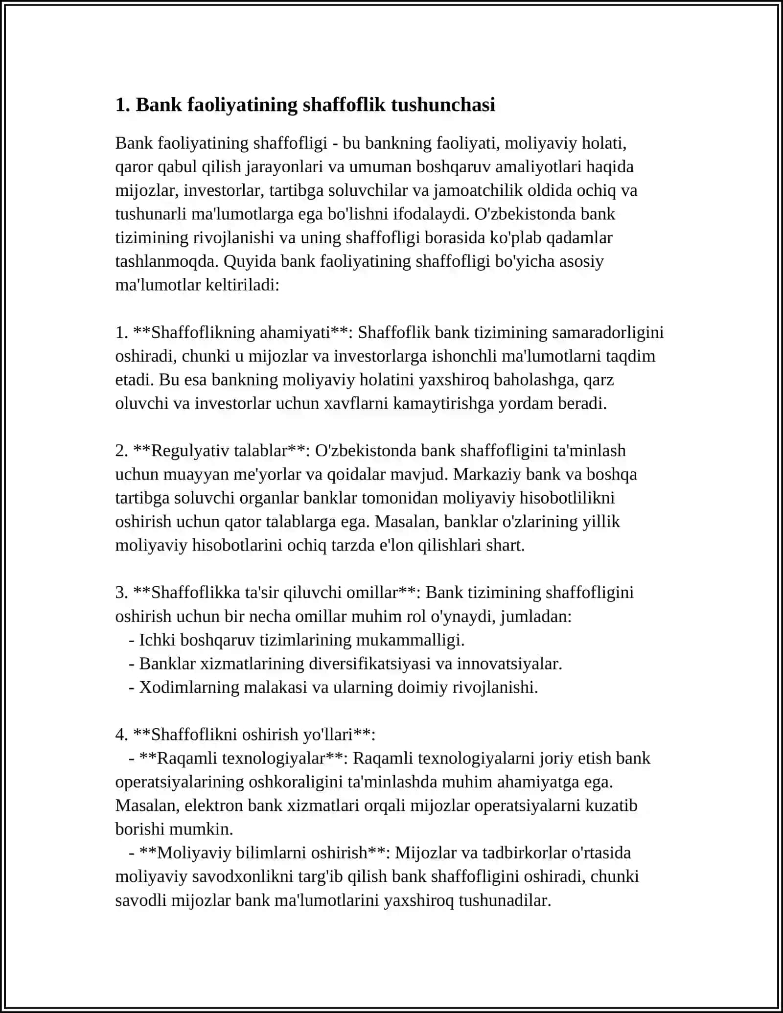IPAK YO'LI BANKINING MAHALLIY AKSIYADORLIK JAMIYATLAR FAOLIYATINING SHAFFOFLIGI DARAJASINI BAXOLASH 3