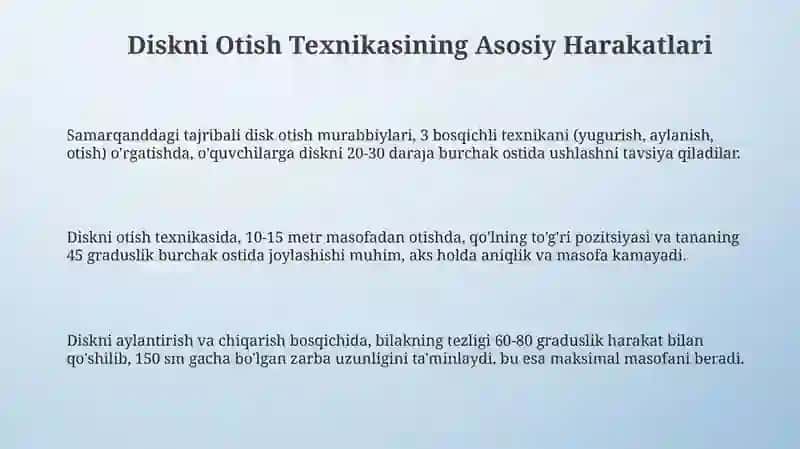 Diskni Otish Texnikasining Asosiy Harakatlari 3