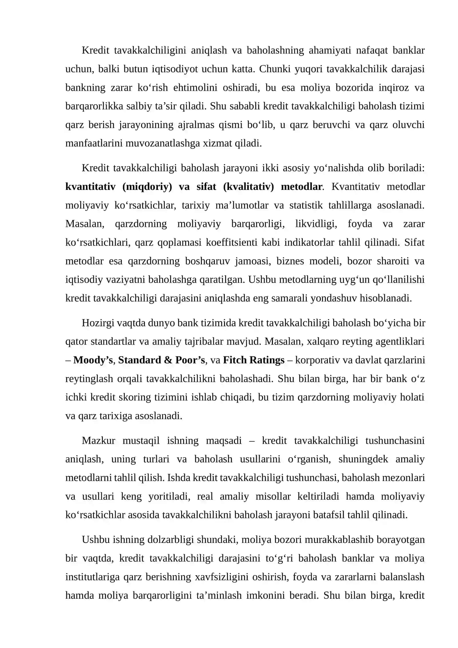 KREDIT TAVAKKALCHILIGI QIYMATINI BAHOLASH 3