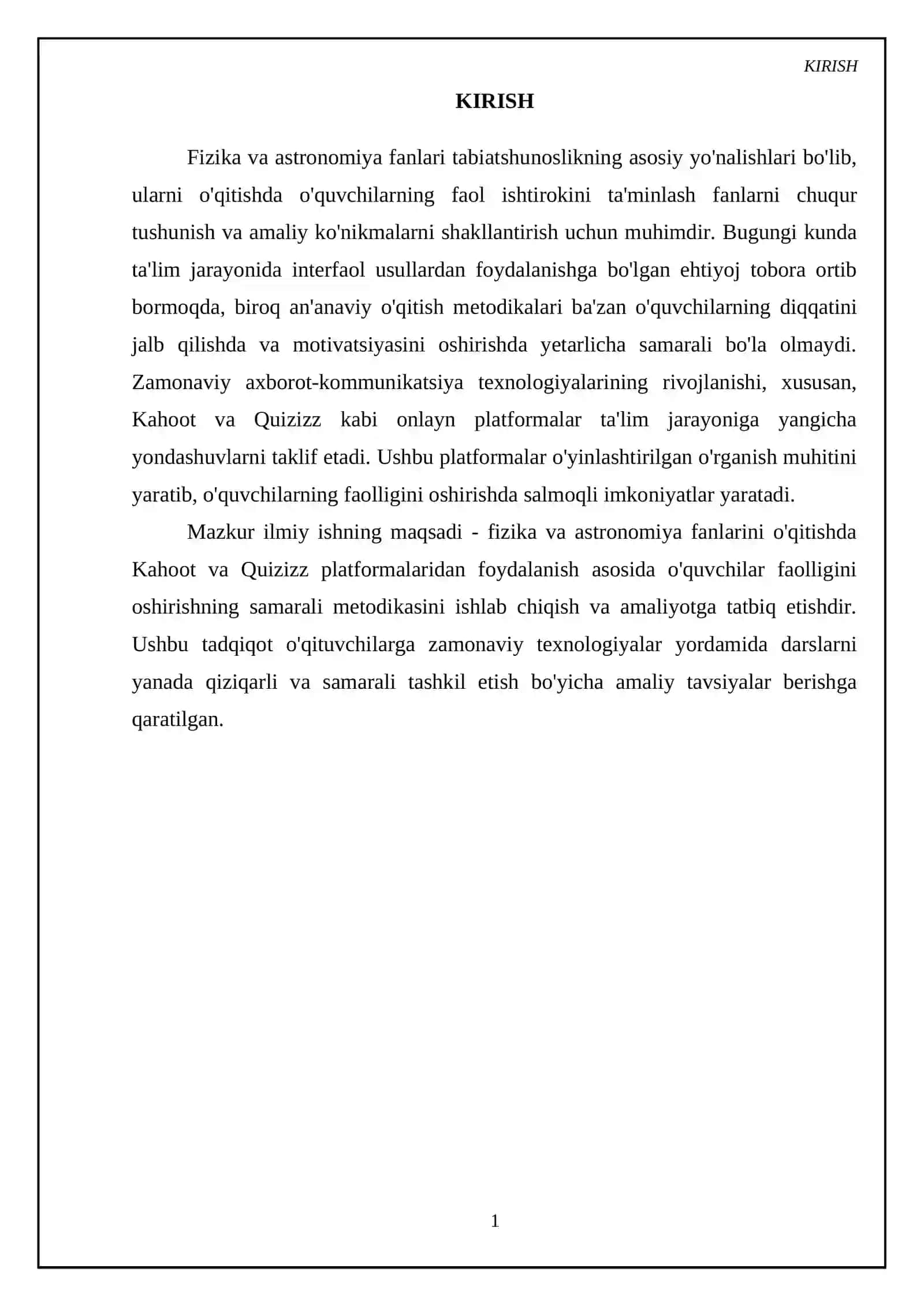 Fizika Astronomiya fanlarini oʻqitishda KAHOOT Va Quizizz platformalari asosida oʻquvchilar faolligini oshirish metodikasi 3