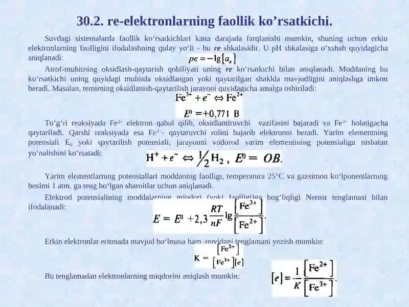 GIDROSFERADAGI OKSIDLANISH-QAYTARILISH JARAYONLARI 3