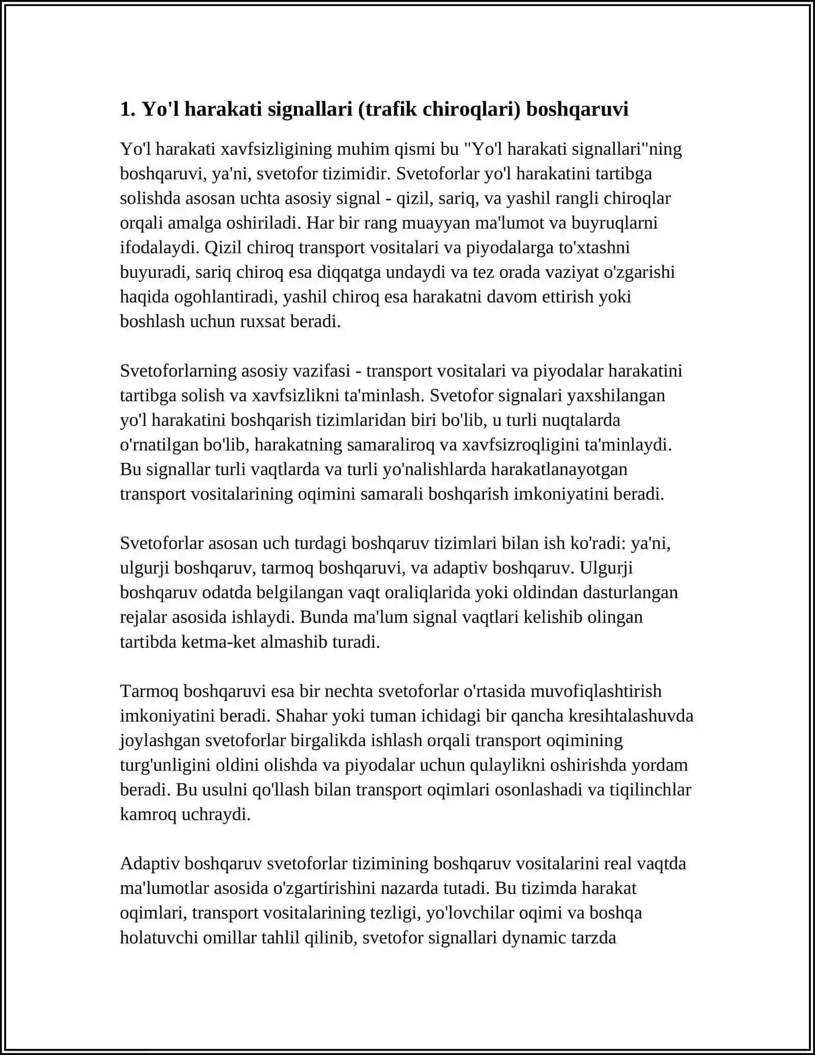 YO'L HARAKATINI BOSHQARISH USULLARI 3