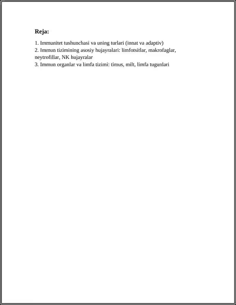 IMMUNITET HAQIDA TUSHUNCHA. YUQUMLI KASALLIKLARNING IMMUNA PROFILAKTIKASI IMMUNOTERAPIYASI 3