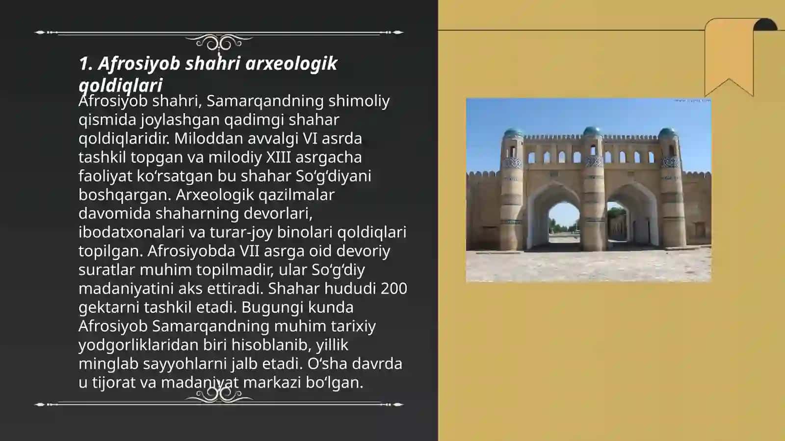 Afrosiyob shahri arxeologik qoldiqlari 3