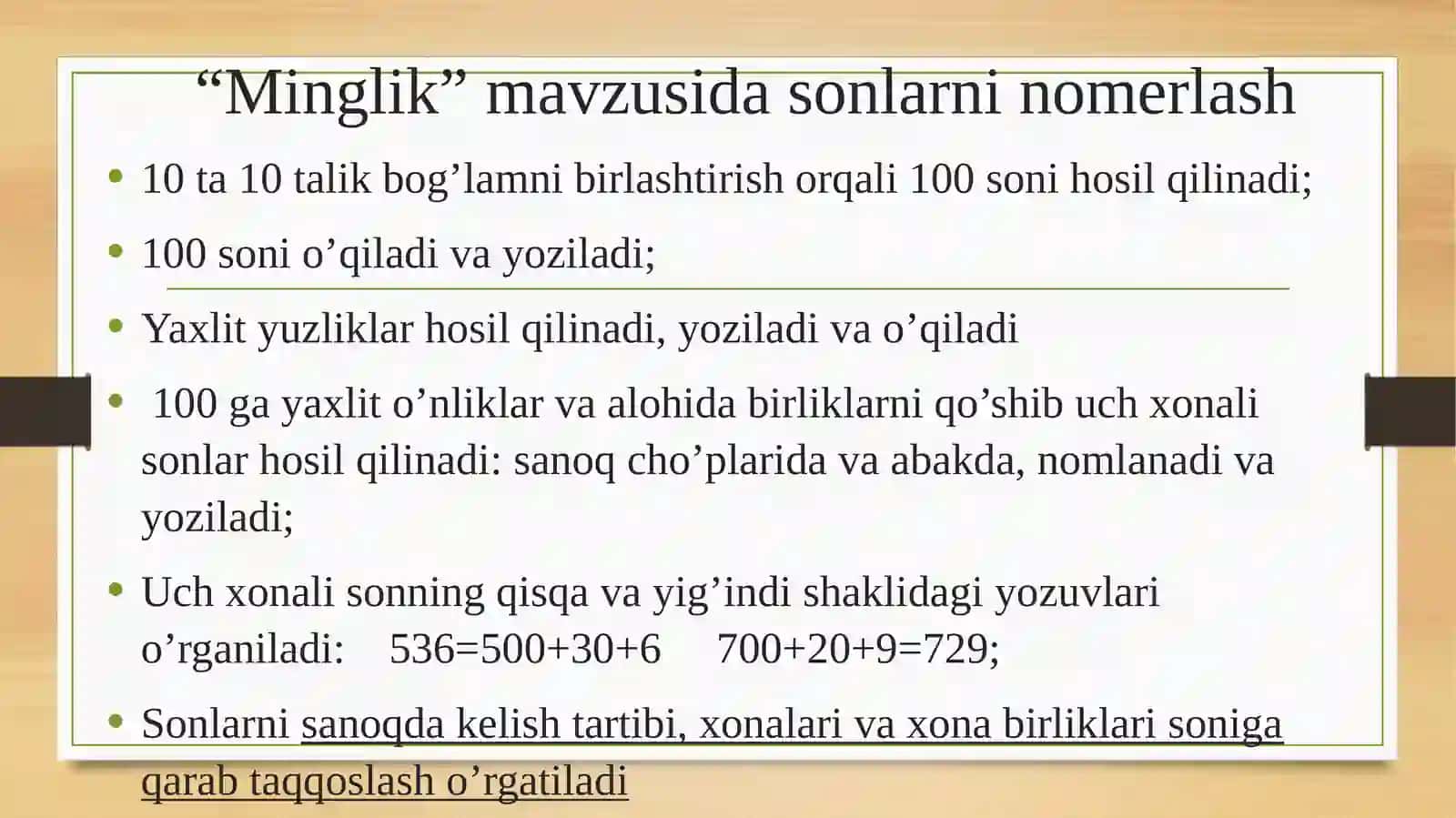 Uch xonali sonlarni nomerlashga o‘rgatish metodikasi 3