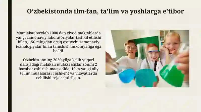 O'zbekistonda ilm-fan va yoshlarga e'tibor 3