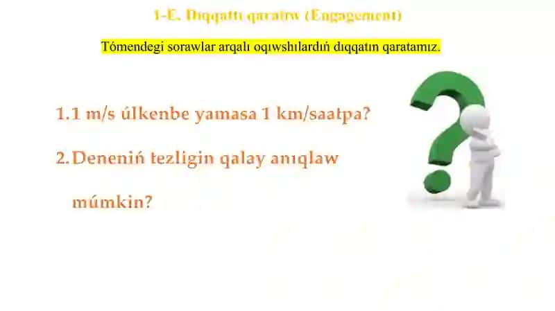 Tuwrı sızıqlı teń ólshewli qozǵalısta tezlik hám jol_5E 3