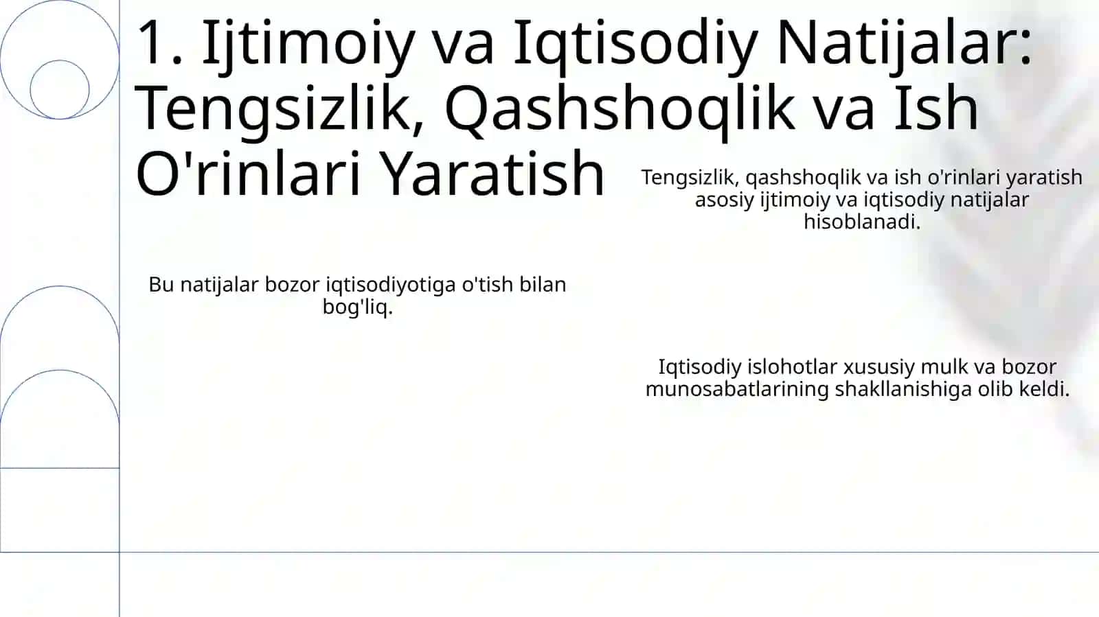 Iqtisodiy islohotlar xususiy mulkchilikni shaklanishi.Bozor munosabatlariga bosqichma bosqich oʻtish 3