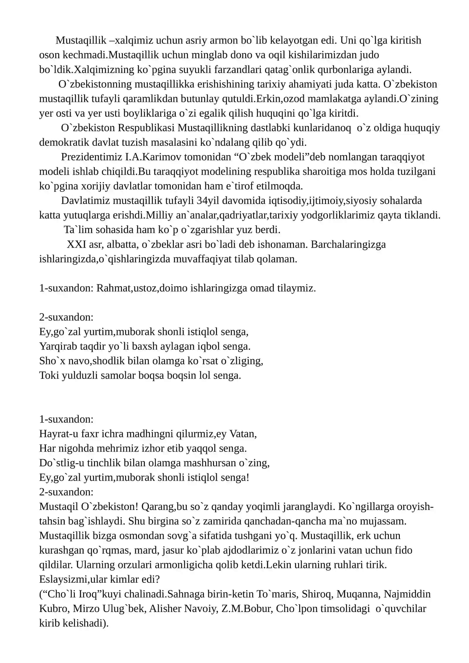 1-Sentyabr mustaqillik tadbir ssenariysi 3