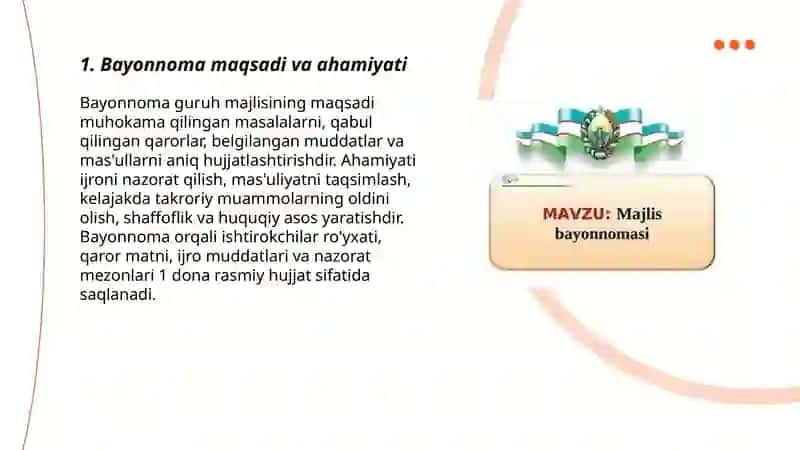 Guruh majlisi bayonnomasini tayyorlash 3