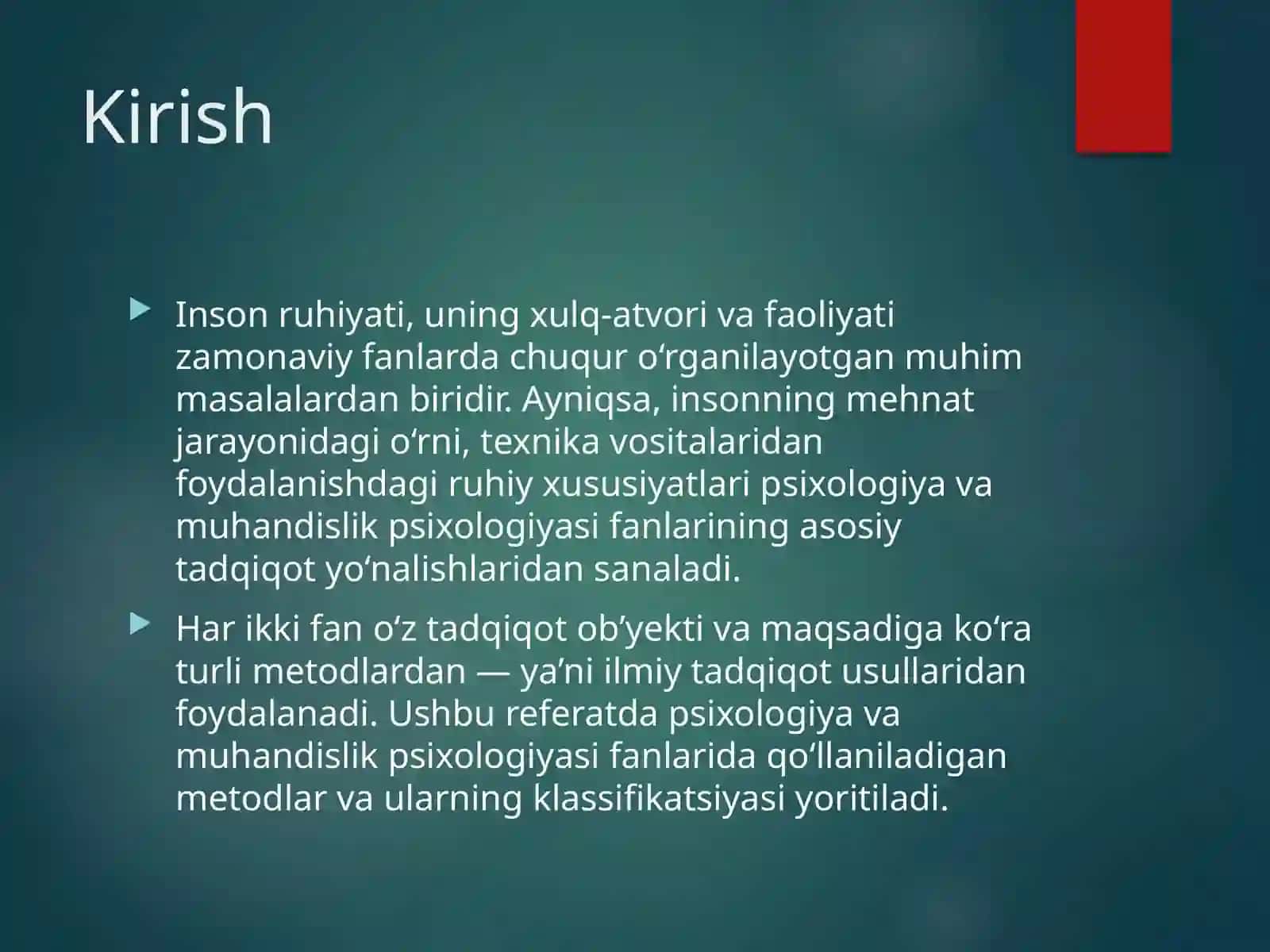 Psixologiya va muhandislik psixologiyasi fanlari metodlarining klassifikatsiyasi 3