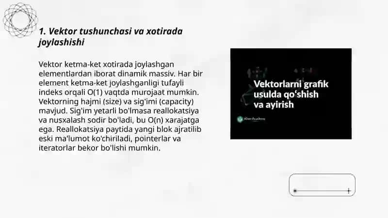 Vektorlarni tashkil etish. Dasturlash 3