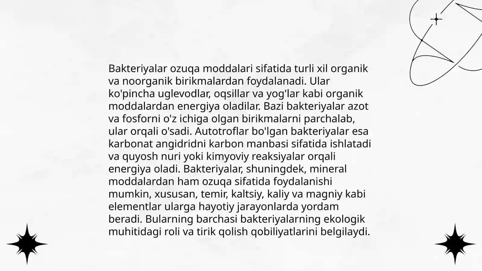 Bakteriyalarning fizologiyasi oziklanishi,nafas olishi,kopayishi 3