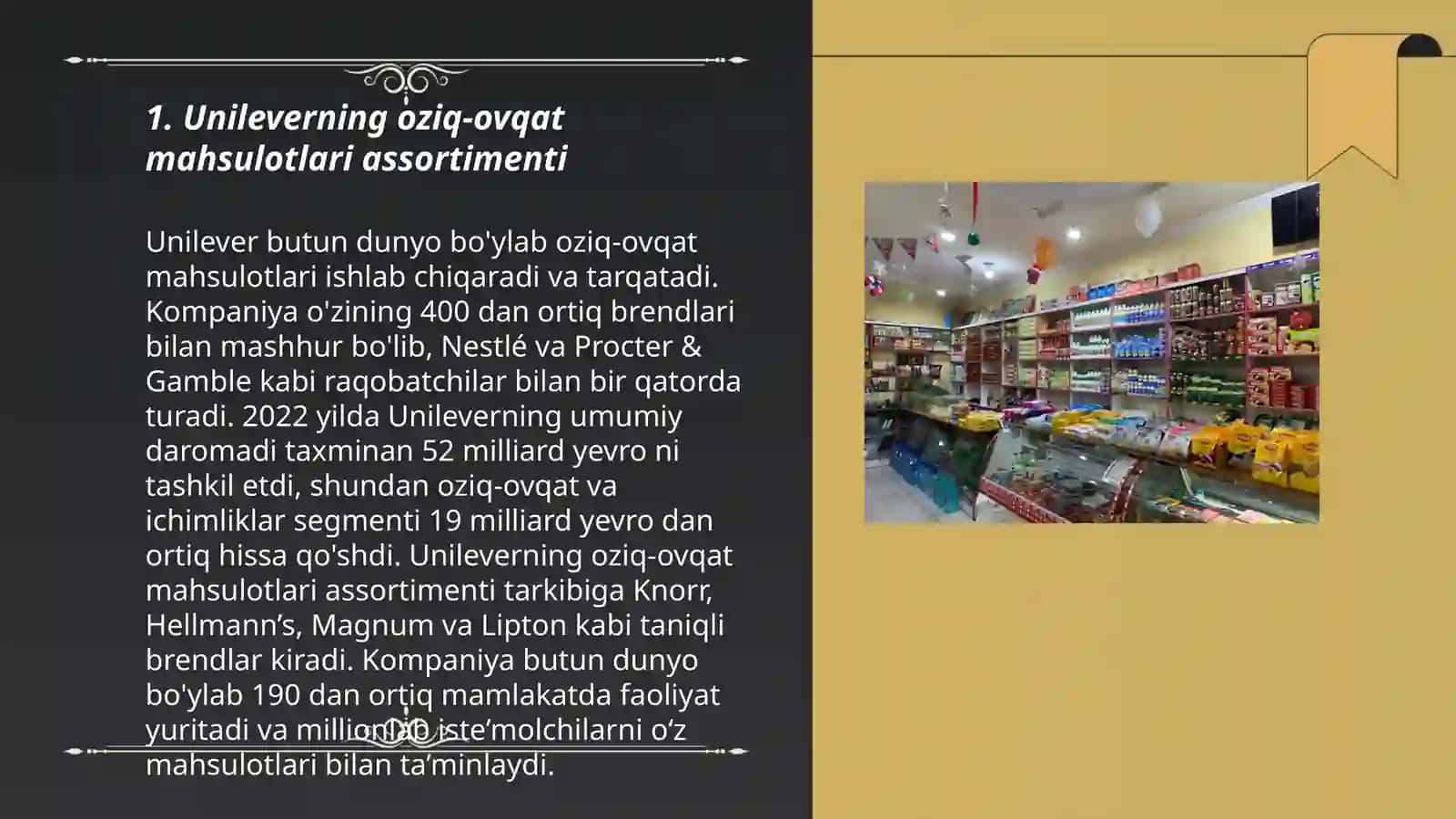 Unileverning oziq-ovqat mahsulotlari assortimenti 3