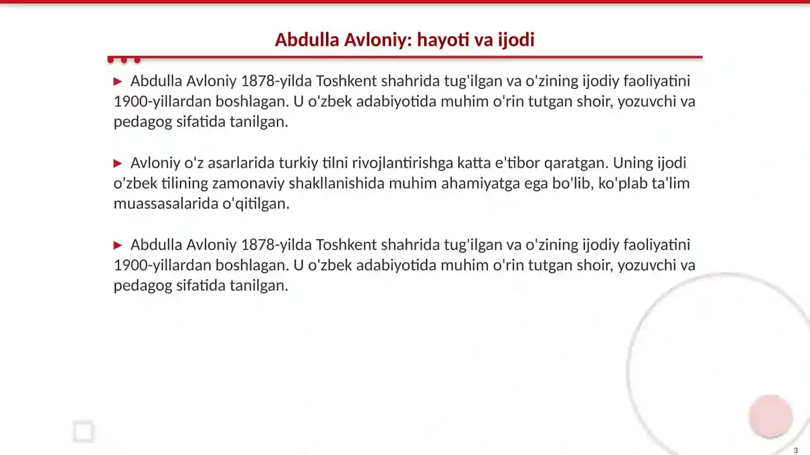 Abdulla Avloniy «Turkiy guliston» asarida nutq aniqligi haqida 3