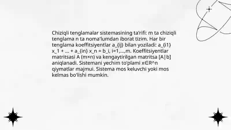 Chiziqli tenglamalar sistemasining ta'rifi 3