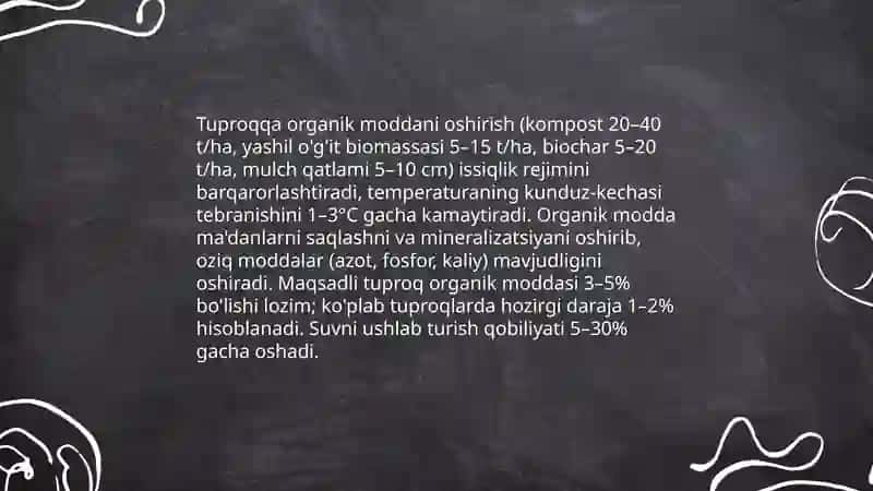Tuproqning issiqlik va oziq rejimini yaxshilash 3