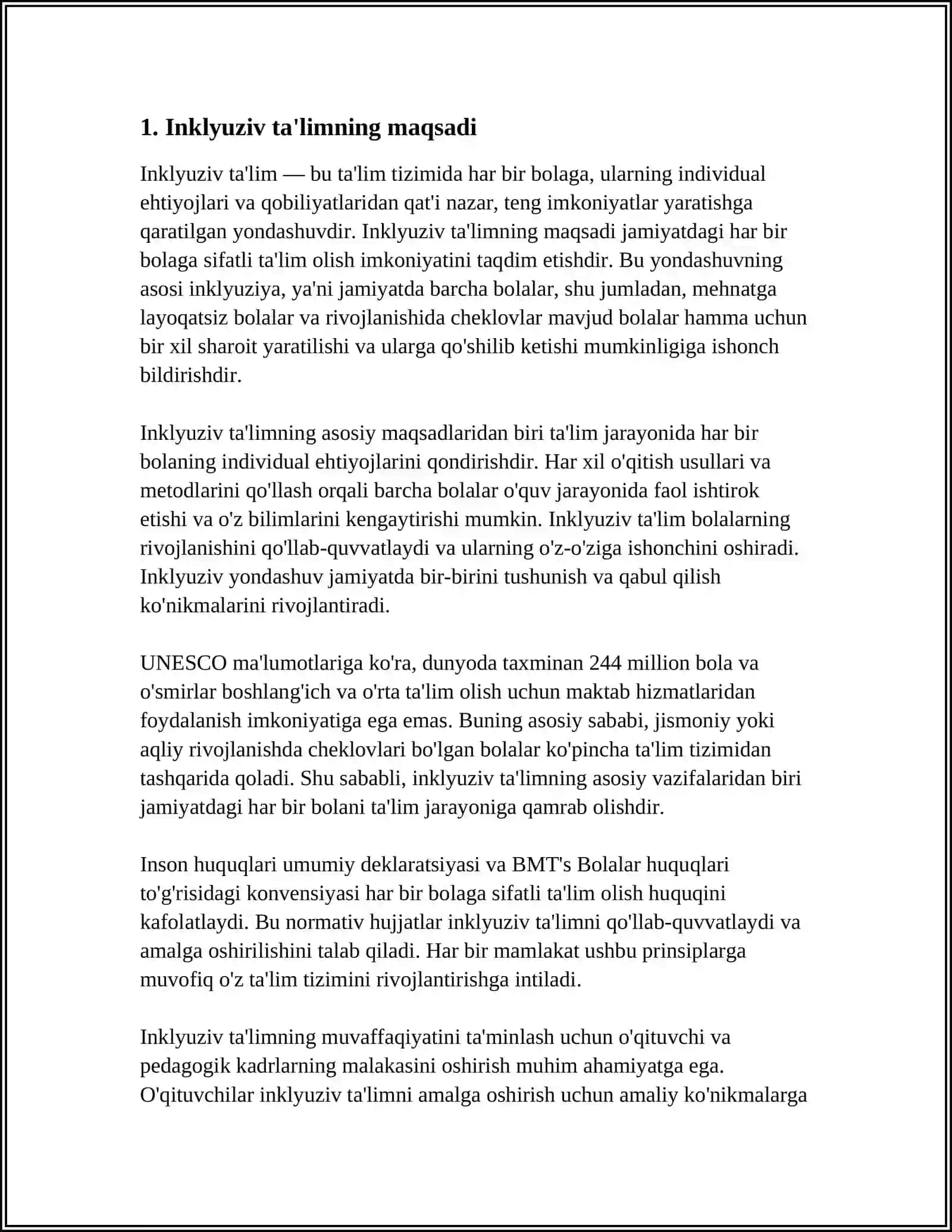 INKLYUZIV VA BIRGALIKDA ÕQITISH: ULARNING ASOSIY FARQLARINI ASOSLASH 3