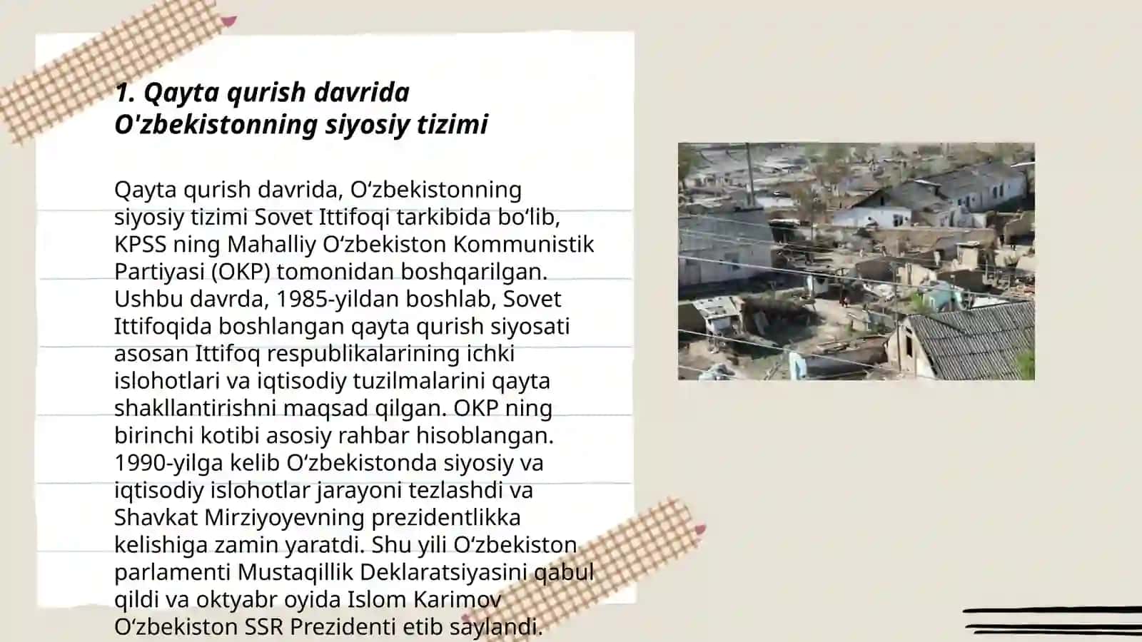 Qayta qurish davrida O'zbekistonning siyosiy tizimi 3