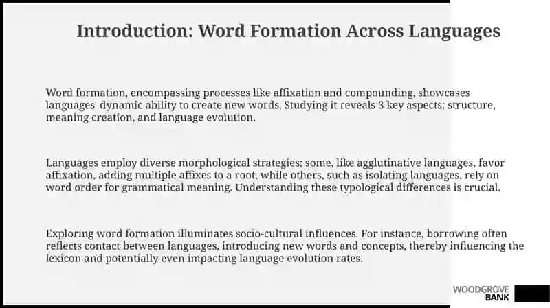 Word Formation Across Languages: A Comparative Overview 3