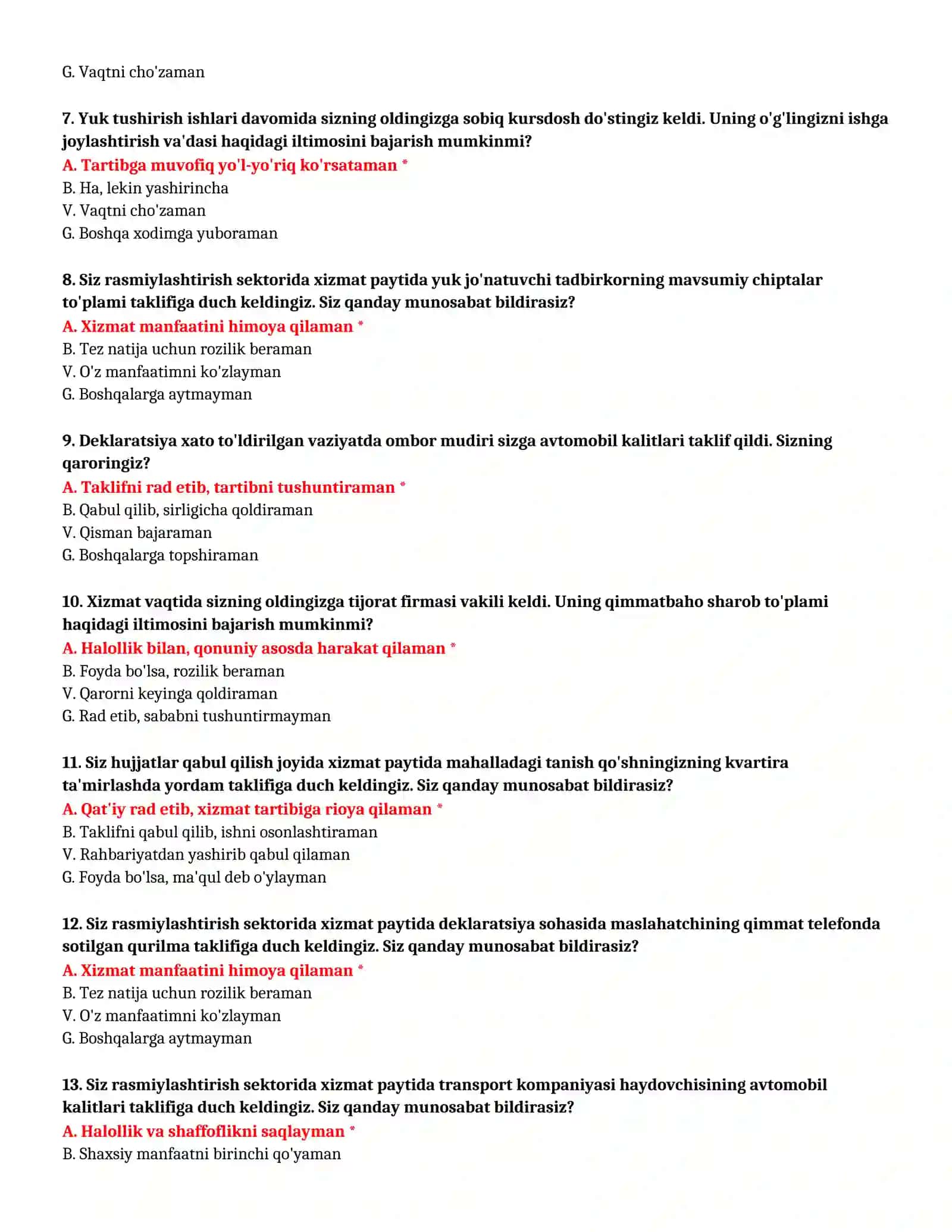 Bojxona IQ testlari 3