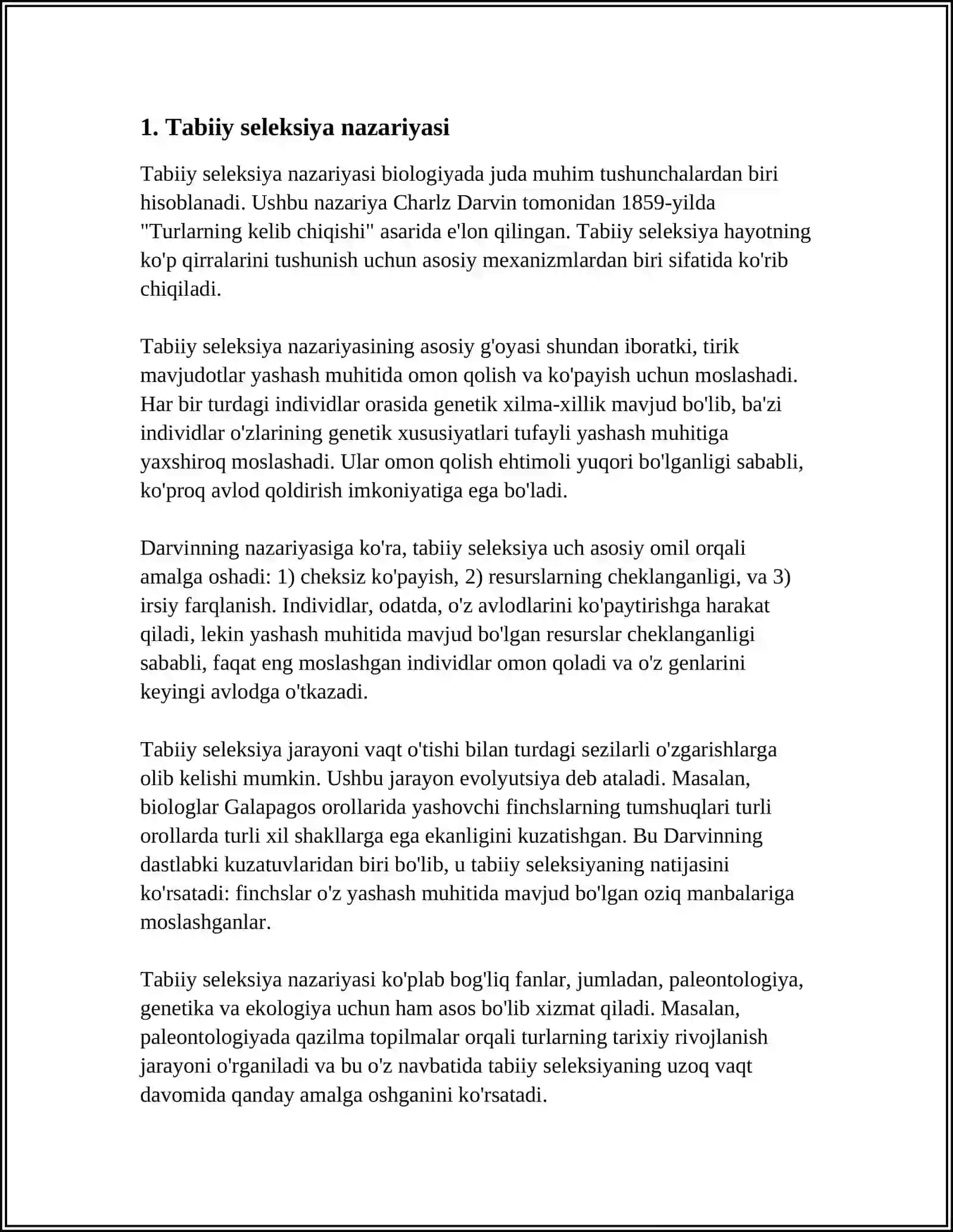 Tabiiy seleksiya nazariyasi 3
