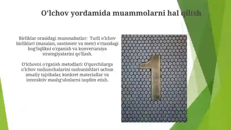 Boshlangʻich sinflarda miqdorlarni oʻlchash, oʻlchov birliklarining turlari orasidagi bogʻliqliklar va ular ustida(ismli sonlar ustida)amallar bajarishga oʻrgatish metodikasi 3