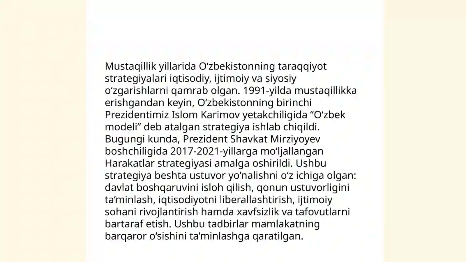 OʻZBЕKISTОNNING О‘ZIGА ХОS ISTIQLОL VА TАRАQQIYОT YО‘LI 3