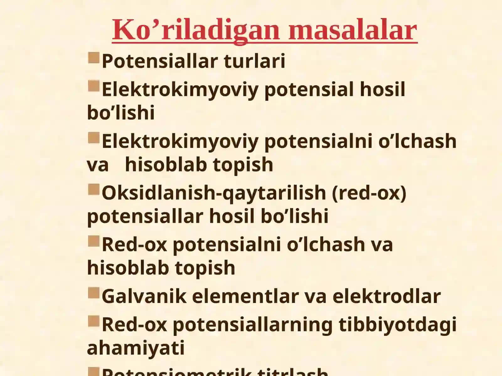 Elektrod potensiallar hosil bo’lishi. Elektrodlar. Redoks potensial 3