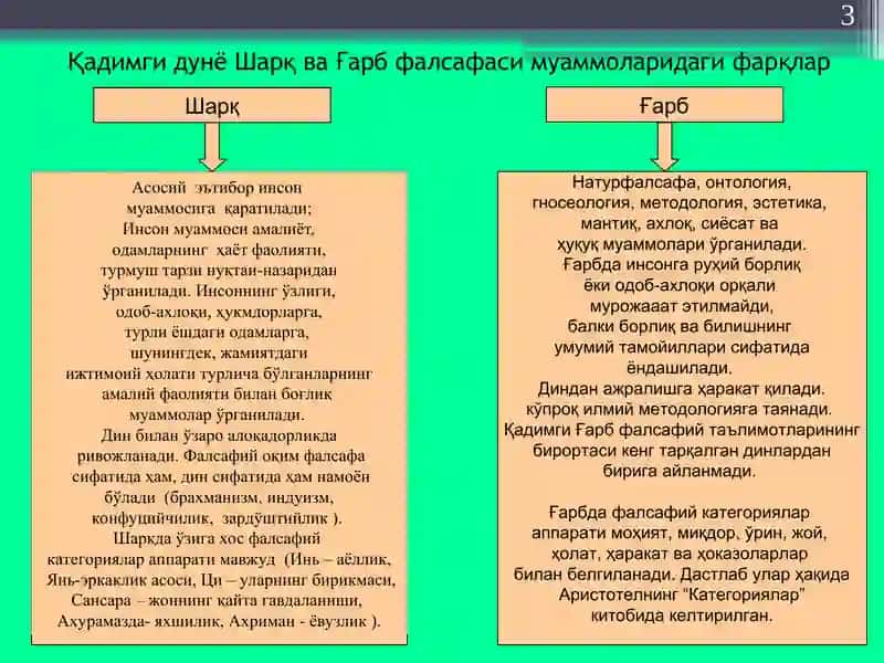 Qadimgi davr,o'rta asrlar,uyg'onish davri falsafasi 3