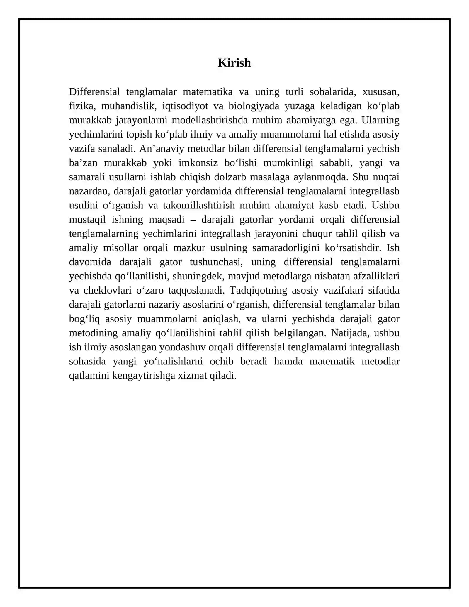 Differensial tenglamalarni darajali gatorlar yordamida integrallash 3