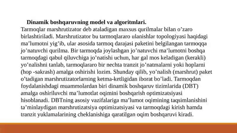 Dinamik boshqaruvning model va algoritmlari 3