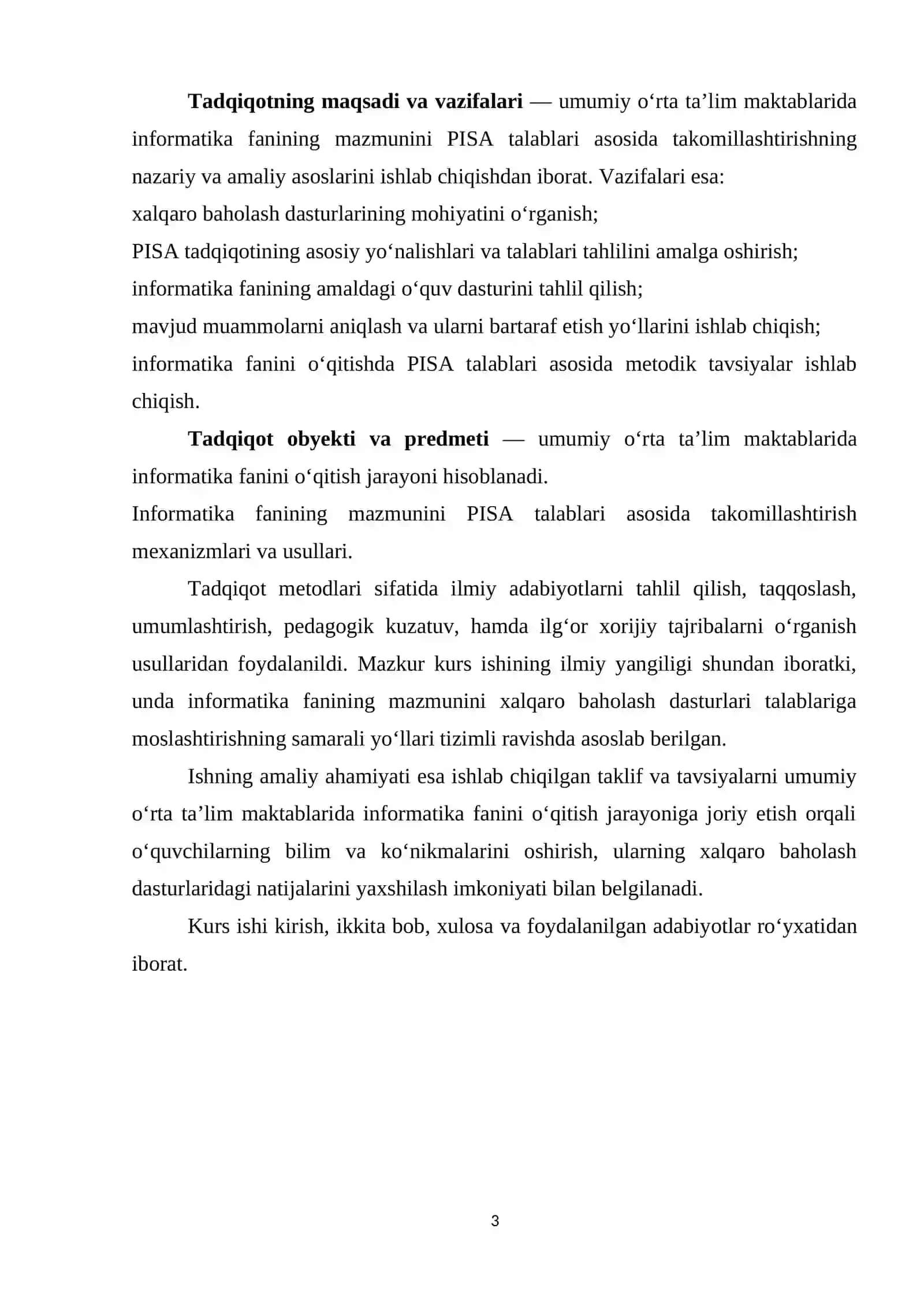 Umumiy oʻrta ta'lim maktablarida Informatika fanining mazmunini xalqaro baholash dasturlari (PISA) talablari asosida takomillashtirish. 3
