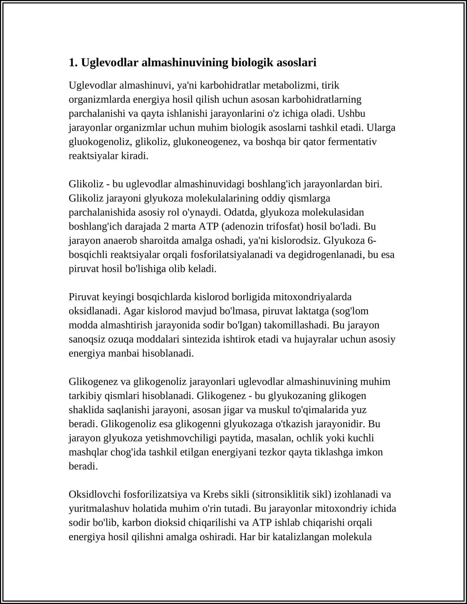 MUSTAQIL ISH Mavzu: UGLEVODLAR ALMASHINUVI BOSHQARILISHINING BUZILISHLARI 3