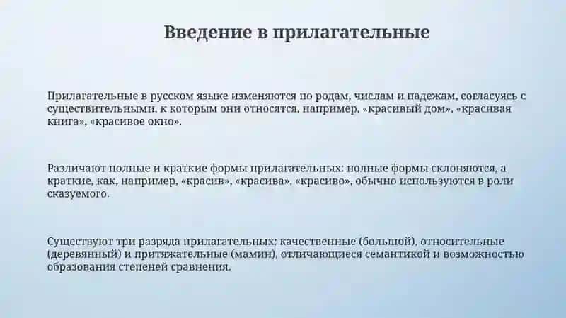 Прилагательные: склонение и согласование 3